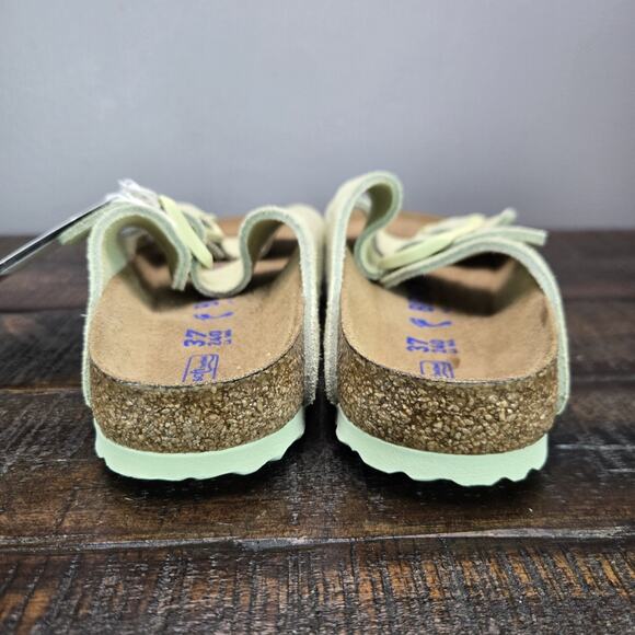 NEW Birkenstock Arizona Womens Size 6 EU 37 Narrow Sandal Suede Soft Bed Green - Picture 4 of 11